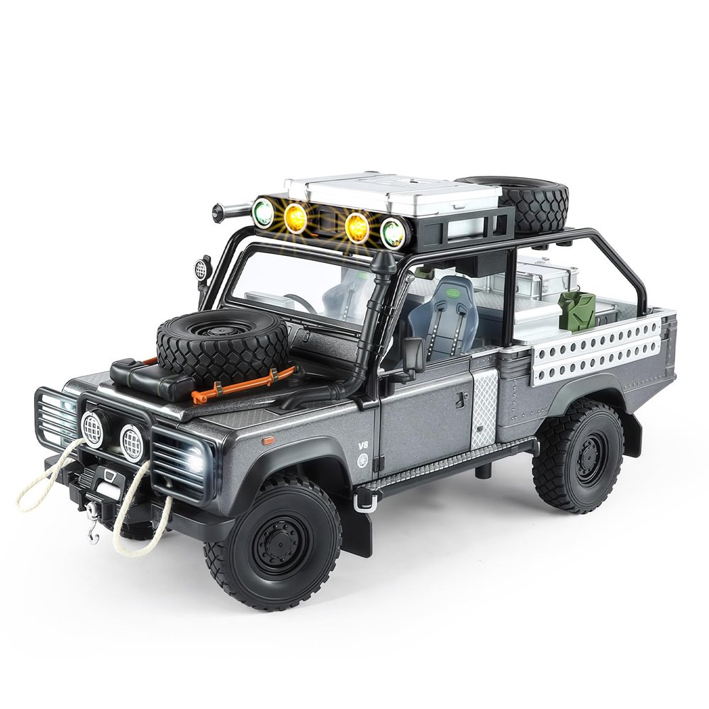 1/24 Scale Diecast Vehicle Model Car Toy Collection Compatible for Defender 110 Off-Road Pickup Truck, Kids Gift,with Sound Light Pull Back Power,Home Office Decorate