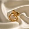 IREAKZGN Stainless Steel Exaggerated Three Ball Open Ring Finger Trendy Jewelry 1Pcs(JDR2302004-S) view 3