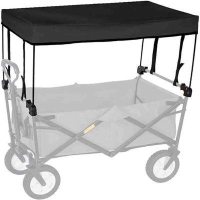 Folding Wagon Cart Canopy Canopy Cart Outdoor Folding Stroller Accessory Push Pull Wagon Cover for Garden Beach, Black