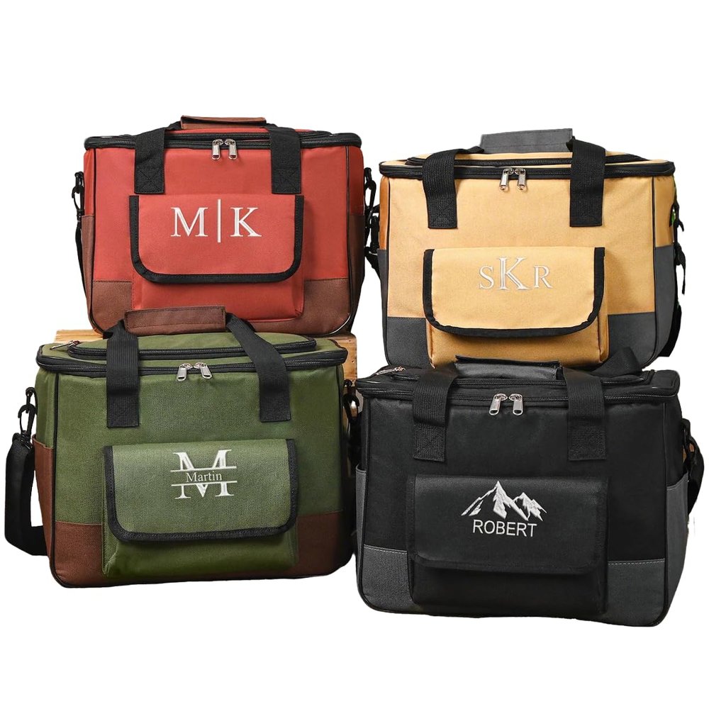 Personalized Cooler Backpack, Custom Embroidery Cooler Bags with Name Outdoor Picnic Bag Insulated Bag Proof Compartments Coolers Bag for Man