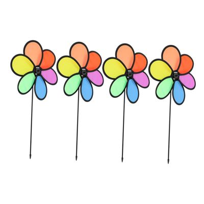 4pcs Colorful Flower Windmill Pinwheels Outdoor Lawn Windmill Decor for Garden Party Camping Spring Wind Wheels