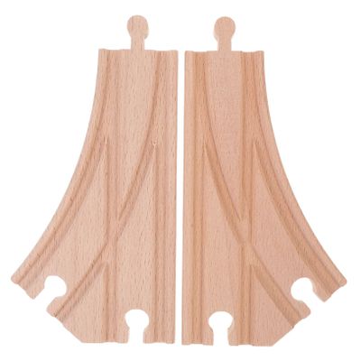 FRCOLOR 2pcs Wooden Train Track Expansion Curved Multi Directional Switch Tracks Wood Replacement Train Accessories Compatible with Major Brands for Creative Railway Building and