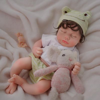 12" Full Silicone Body Reborn Baby Doll with Hair,Realistic Newborn Babies The Look Real Closed Eyes Sleeping Cute Baby Girl with Clothes Feeding Accessories