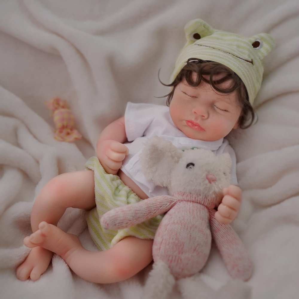 12" Full Silicone Body Reborn Baby Doll with Hair,Realistic Newborn Babies The Look Real Closed Eyes Sleeping Cute Baby Girl with Clothes Feeding Accessories