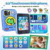 Dylanto Kids Phone,3.5'' Touchscreen Phone for Kid Learning Play Dinosaur Toys for 3-9 Years Old Boys with Dual Camera,Video Players,Game,Christmas Birthday Gifts for Girls Boy Age 3 4 5 6 7 8 9 -Blue view 2