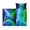 Axolotl Game Console Nap Mat with Pillow and Blanket, 3D Cool Gaming Gamepad Rolled Napping Mat, Gamer Gamepad Slumber Bag for Teens, Blue Green Lightning Sleeping Bag for Travel Camping, 50" L*21" W view 2