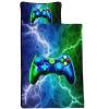 Axolotl Game Console Nap Mat with Pillow and Blanket, 3D Cool Gaming Gamepad Rolled Napping Mat, Gamer Gamepad Slumber Bag for Teens, Blue Green Lightning Sleeping Bag for Travel Camping, 50" L*21" W view 3