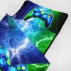 Axolotl Game Console Nap Mat with Pillow and Blanket, 3D Cool Gaming Gamepad Rolled Napping Mat, Gamer Gamepad Slumber Bag for Teens, Blue Green Lightning Sleeping Bag for Travel Camping, 50" L*21" W view 4