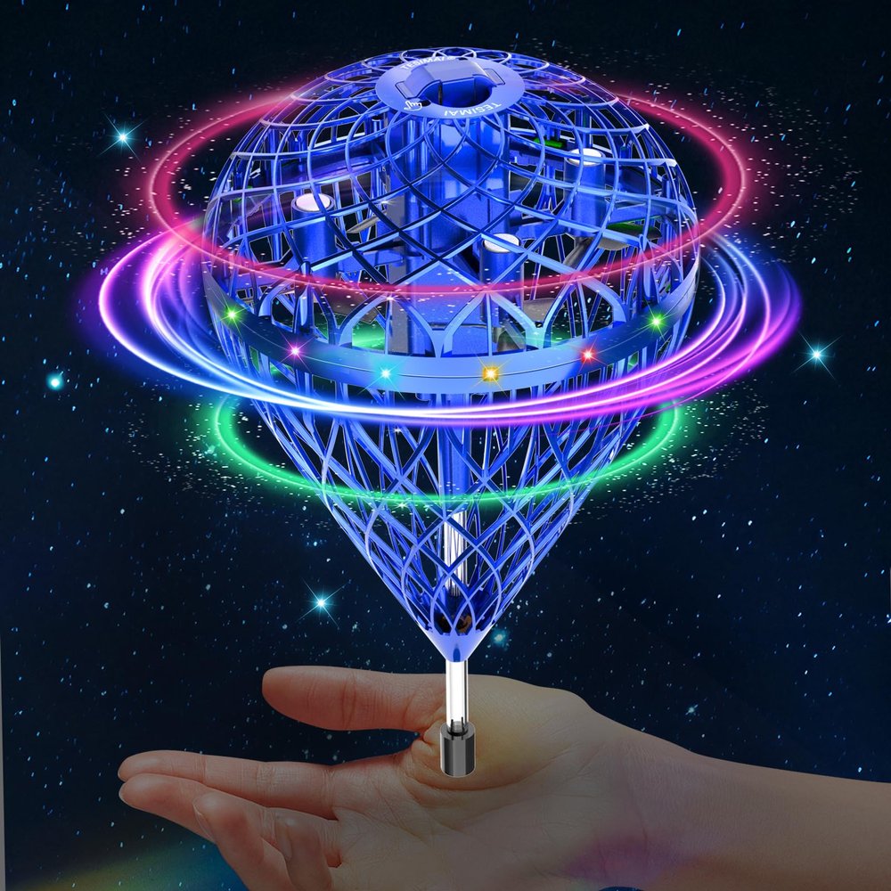 Flying Orb Ball Toy, Dhapy Upgraded 360Rotating Magic Hover Fly Fidget Spinner, Floating Ball Cool Flying Toys for 6 7 8 9 10 11 12+ Year Old Boys Girls Teens Outdoor Toys (Blue-L)