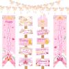 14 Pcs Princess Birthday Party Decorations Pink Princess Door Banner Triangle Flags Welcome Princess Yard Signs for Girls Castle Backdrop Photo Props Party Supplies view 1