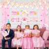 14 Pcs Princess Birthday Party Decorations Pink Princess Door Banner Triangle Flags Welcome Princess Yard Signs for Girls Castle Backdrop Photo Props Party Supplies view 2