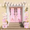 14 Pcs Princess Birthday Party Decorations Pink Princess Door Banner Triangle Flags Welcome Princess Yard Signs for Girls Castle Backdrop Photo Props Party Supplies view 3