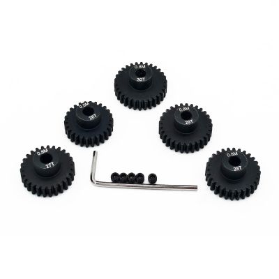 0.8M Hardened Steel Pinion Gear Set 1/8 inch 5mm Hole 26T 27T 28T 29T 30T with Hex Key for RC Brushless Brush Motor RC Car Upgrade