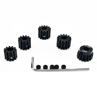 0.8M Hardened Steel Pinion Gear Set 1/8 inch 5mm Hole 11T 12T 13T 14T 15T with Hex Key for RC Brushless Brush Motor RC Car Upgrade