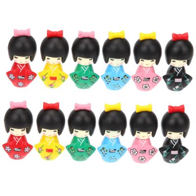 Beaupretty 12pcs Japanese Kimono Hand Painted Traditional Kimono Style Figurines for Home Decoration and Souvenirs Cute Miniature Japanese Doll for Bookshelf and Display