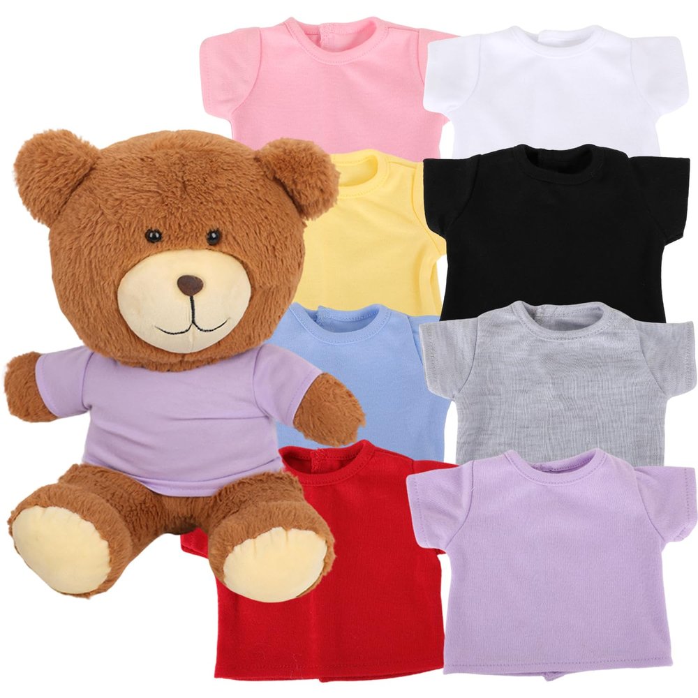 AugFrog 8-Pack Colorful T-Shirts for 17-18 Inch Bears Soft Stuffed Animal Clothes Set (8 Mixed Color)