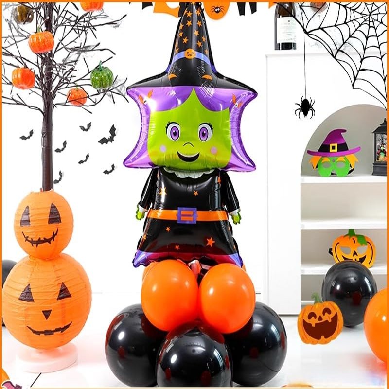 10pcs 12inch Black Orange Latex Balloons Party Theme Halloween Balloons Decor for Baby Shower Wedding Anniversary Halloween Baby Birthday Party Decorations (Character)