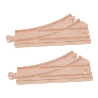 BESPORTBLE 2pcs Wooden Train Track Expansion Multi Directional Switch Connectors Compatible with Major Brands Railway Accessories for Creative Dollhouse Train Layouts