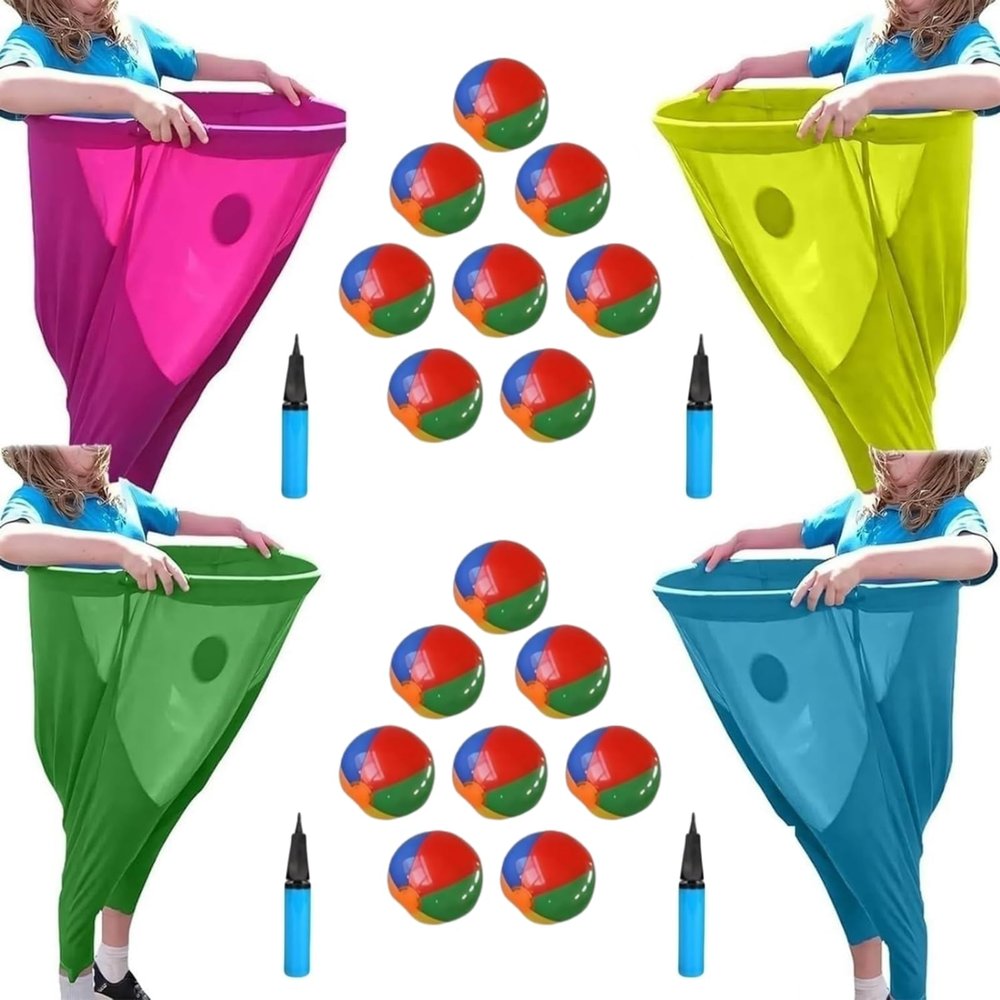 Granny Pants Yard Game Set - Granny Pants Party Rush! Granny Pants Outdoor Game with Bouncy Balls Air Pumps, The Ultimate Backyard Party Games! Team Relay Family Reunion Field Games Set (Set- 4 pcs)