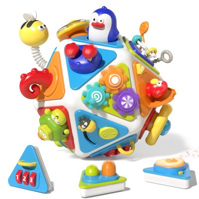 MEWOCHEE 20-in-1 Toddler Busy Board Cube Toys, Early Educational Montessori Sensory Toy for Toddler 1-3, Montessori Toys for 1 2 Year Old Boys Girls Kids, Travel Toy Gifts for 1 2 Year Old Boy Girl