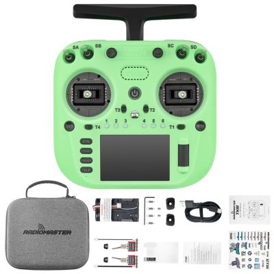 HTLNUZD RadioMaster TX15 V5.0 16CH ELRS RC Transmitter - 3.5" IPS Touchscreen, Hall Gimbals, LR1121, Gyro, Mic, OpenTX/EdgeTX for FPV Mode 2 (Green-TX15)