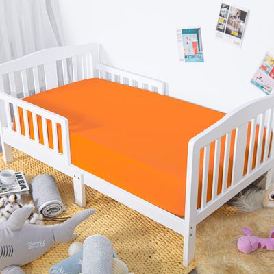 100% Brushed Microfiber Fitted Crib Sheet  Super Soft and Cozy 28x52 Baby Sheet for Standard Crib and Toddler Mattress, Boys, Girls, Unisex, Orange