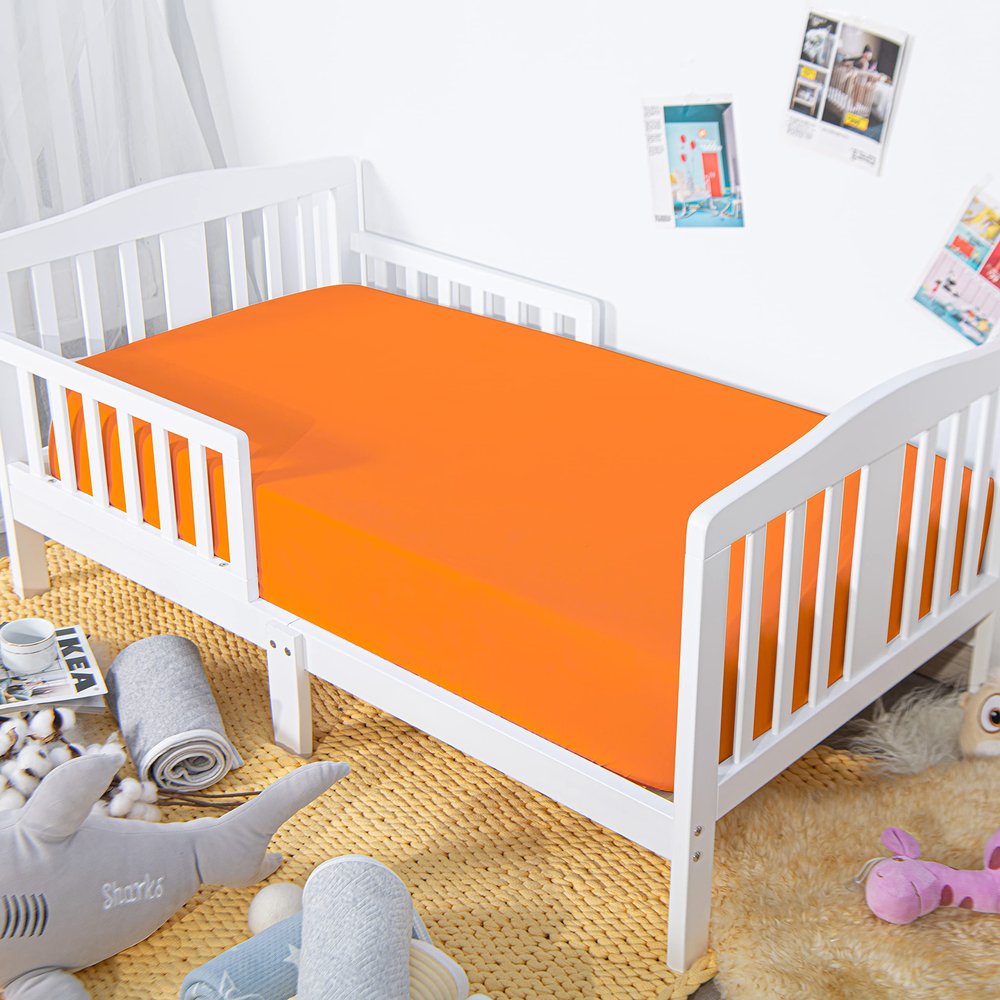 100% Brushed Microfiber Fitted Crib Sheet  Super Soft and Cozy 28x52 Baby Sheet for Standard Crib and Toddler Mattress, Boys, Girls, Unisex, Orange
