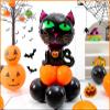 10pcs 12inch Black Orange Latex Balloons Party Theme Halloween Balloons Decor for Baby Shower Wedding Anniversary Halloween Baby Birthday Party Decorations (cute black cat) view 1