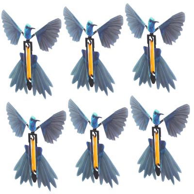 BESPORTBLE 6Pcs Wind Up Flying Hummingbird Bright Realistic Colors Rubber Band Powered Prank and Stage for Adults
