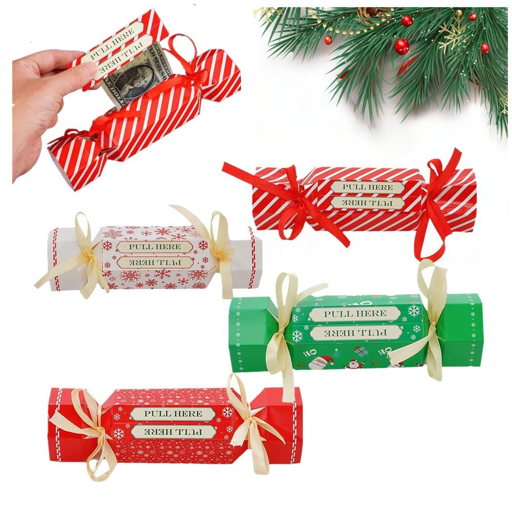 Christmas Surprise Money Pull Pouch, Christmas Money Dispenser and M-oney Box, DIY Merry C-hristmas M-oney Box for Cash Gift for C-hristmas Gift Birthday