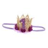 ABOOFAN Girl First Birthday Crown Purple Lace Rose Flower Mesh Headdress Hair Comb Style Headband Party Photo Prop Hair Accessories view 1