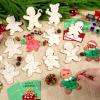 24 Sets Christmas Gingerbread Man Party Favors Gingerbread Man Wooden Painting Craft Kits for Kids Thank You for Coming Gifts Craft Xmas Party Supplies Merry Christmas Cards - Kids Birthday Gifts Bulk view 4
