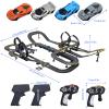 Electric Slot Car Race Track Set with 4 High-Speed Slot Cars 1:43 Scale with Headlights,Remote Control Slot Race Track Car,High Speed Showdown,Gifts Toys for Boys Girls (Black) view 2