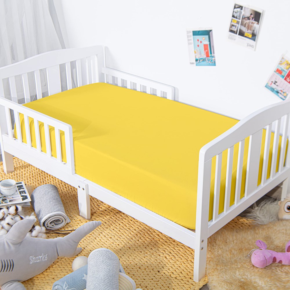 100% Brushed Microfiber Fitted Crib Sheet  2 Pack Super Soft and Cozy 28x52 Baby Sheet for Standard Crib and Toddler Mattress, Boys, Girls, Unisex, Yellow