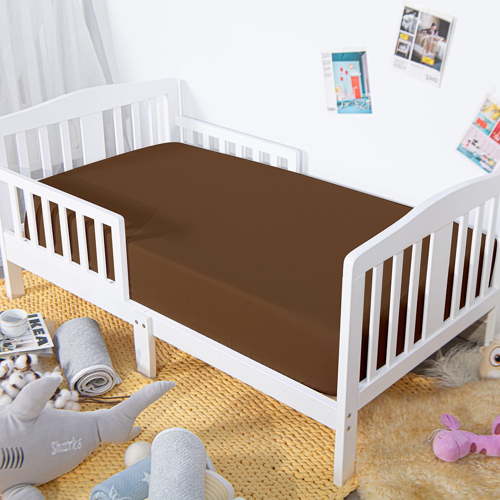 100% Brushed Microfiber Fitted Crib Sheet  Super Soft and Cozy 28x52 Baby Sheet for Standard Crib and Toddler Mattress, Boys, Girls, Unisex, Coffee