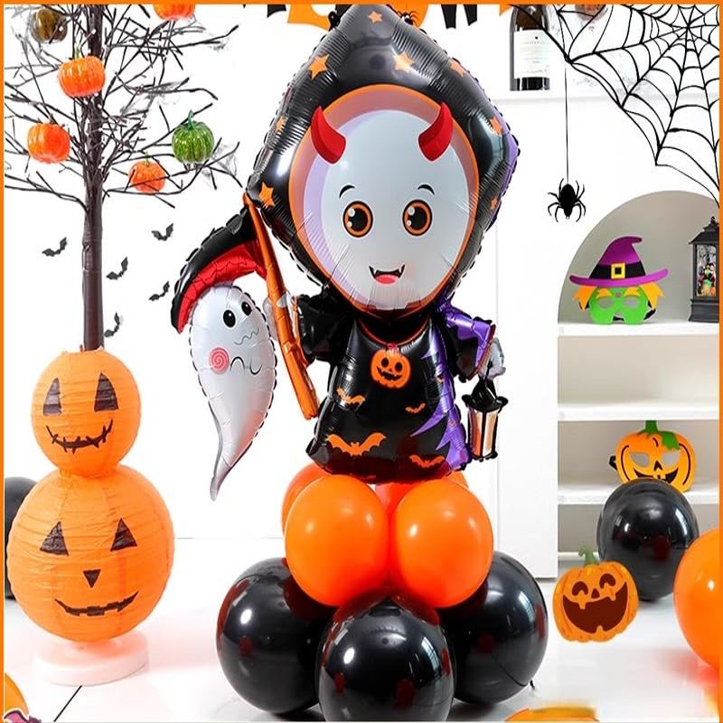 10pcs 12inch Black Orange Latex Balloons Party Theme Halloween Balloons Decor for Baby Shower Wedding Anniversary Halloween Baby Birthday Party Decorations (Ghost)