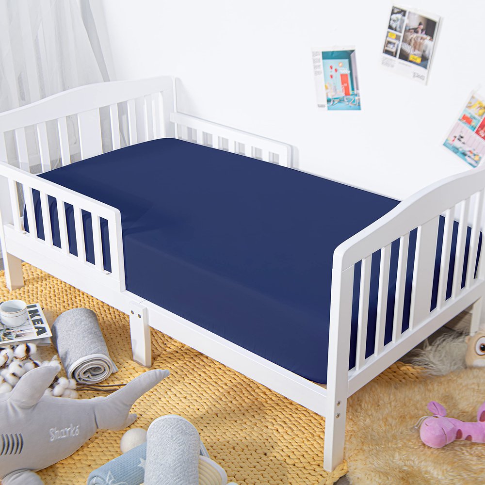 100% Brushed Microfiber Fitted Crib Sheet  2 Pack Super Soft and Cozy 28x52 Baby Sheet for Standard Crib and Toddler Mattress, Boys, Girls, Unisex, Navy Blue