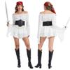 DARFULA Pirate Costume Women Dress White Pirate Dress with Corset Necklace Bandana Headscarf Accessories (White, Large) view 2