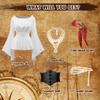 DARFULA Pirate Costume Women Dress White Pirate Dress with Corset Necklace Bandana Headscarf Accessories (White, Large) view 3