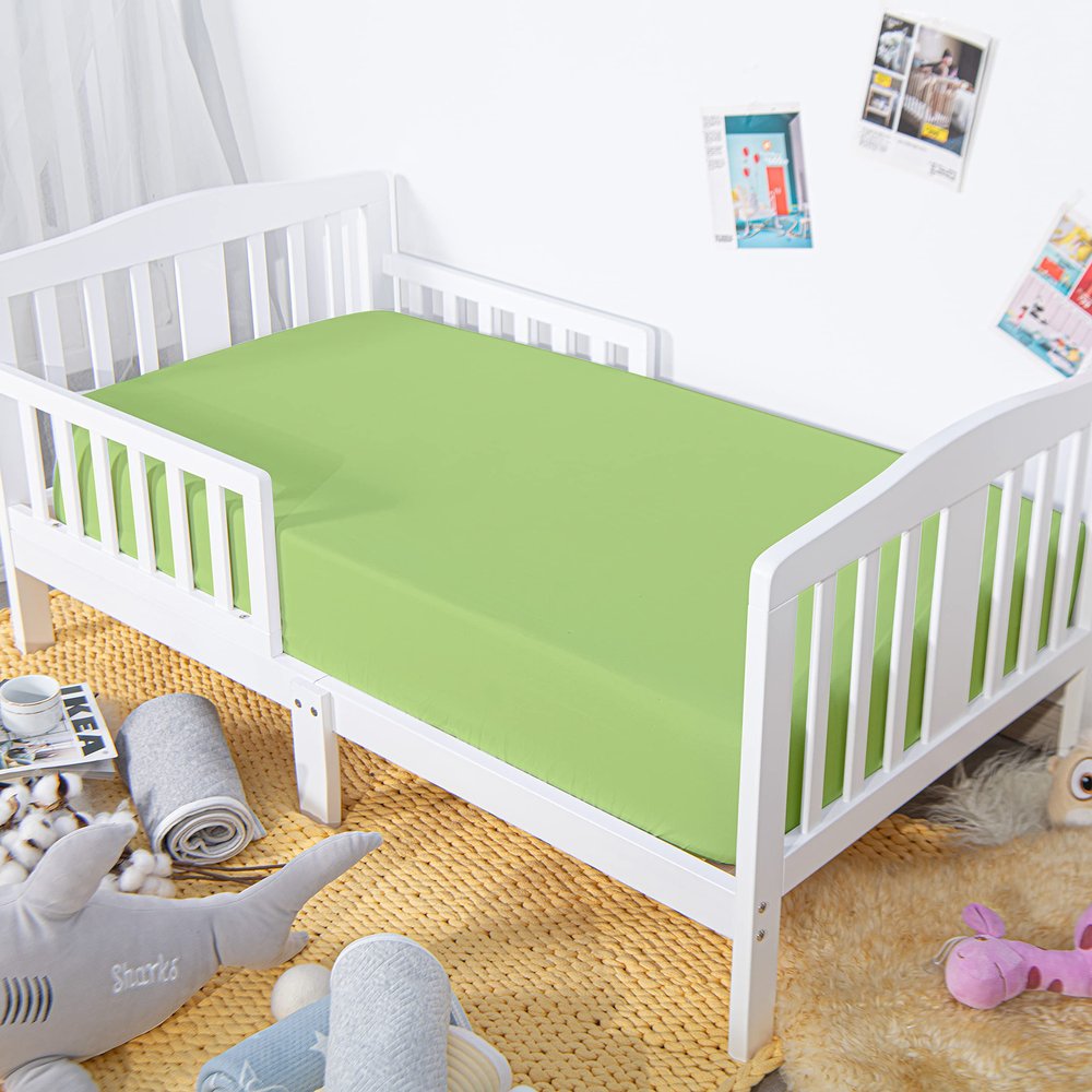 100% Brushed Microfiber Fitted Crib Sheet Super Soft and Cozy 28x52 Baby Sheet for Standard Crib and Toddler Mattress, Boys, Girls, Unisex, Green