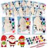 24 Sets Christmas Crafts for Kids Santa Claus Snowman Elf Party Favors Reindeer Wooden Painting Craft Kits Christmas Party Activities for Kids Winter Craft Supplies Merry Xmas Cards Birthday Gift Bulk view 1