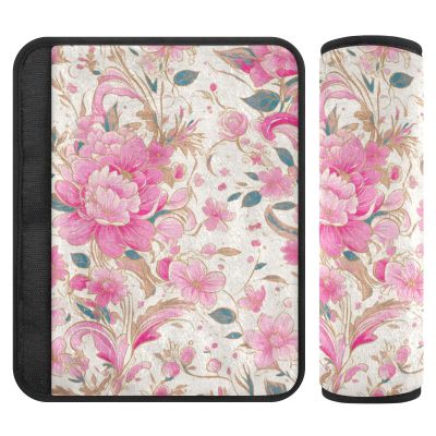 Stripe Peach Gold Floral 2 Pack seat Belt Cover pad Release Stress to Your Neck and Shoulders for Bag forro para cinturon de seguridad
