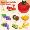 Baby Toys for 6-36 Months,Montessori Toy with Musical Feature, Cutting Plush Fruits Play Food with Rattle,Squeaker,Beeps,Textures Crinkle Tissues,Christmas Baby Gifts for 1 Year Old Toddler Boy Girl view 2