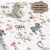 Cute Christmas Animals Fitted Crib Sheet for Baby Girls Boys 28"x52" Elephant Giraffe Flamingo Zebra Sloth Hippo Candy Gift Fir Santa Hat Fitted Crib Mattress Cover Zoo Safari Crib Sheets view 3