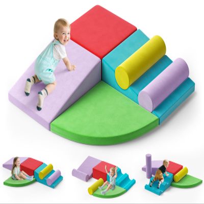 Lischwert Foam Climbing Blocks for Toddlers 1-3, 6pcs Soft Play Set with Crawling Exploration Toys, Indoor Outdoor Infant Safe Blocks for Baby Gym Toddler Playground (Colorful)