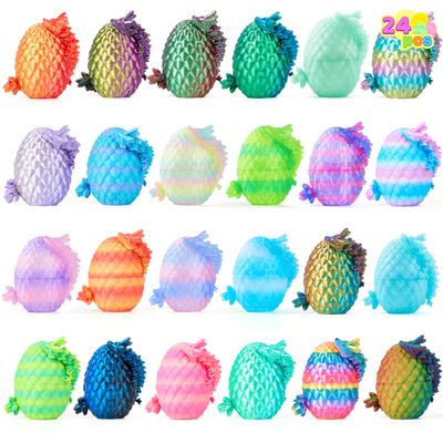 JOYIN 24 Pcs 3D Printed Dragon Eggs with Colorful Dragon Inside, Magic Articulated Toys, Basket Stuffers for Boys & Girls, Easter Theme Party Favors, Easter Egg Hunt, Classroom Prize Supplies Gifts