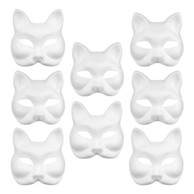 8 Pcs Blank Masks Diy Paint Masquerade Masks Unpainted Animal Facemasks for Masquerade Cosplay Or Halloween Party