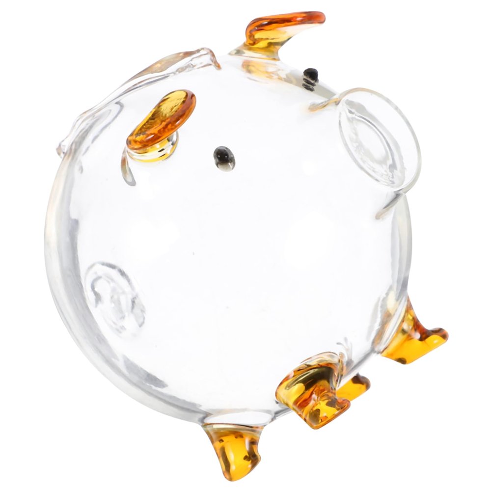 Abaodam Transparent Piggy Bank with Gold Ears Glass Coin Storage Box for Desktop Money Box with Flat Base Practical Gift to Cultivate Financial Skills Easy to Clean Decorative Coin Jar