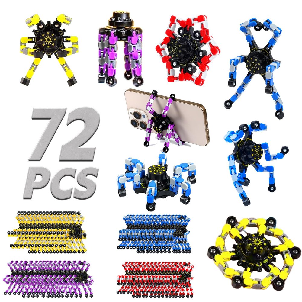 72 PCS Valentines Day Gift for Kids Fidget Toys Bulk Transformable Fidget Spinner for Kids and Adults, Stress Relief Sensory Toy Robot Spinner Toy for Valentines Day Gifts Easter Basket Stuffers