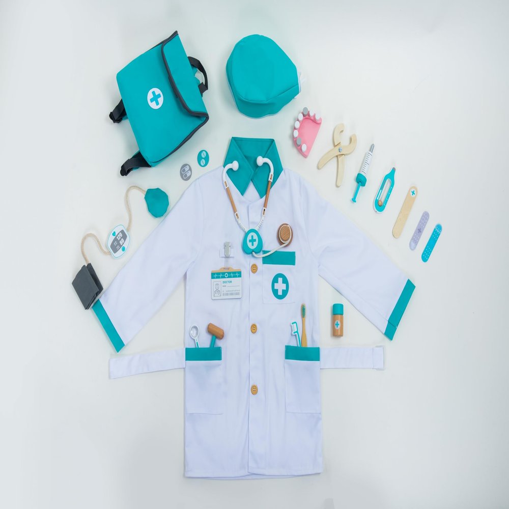 Children's Role-Playing Professional Clothing Dentist Set, Stethoscope, Toy Accessories Suitable for Children Aged 4-6